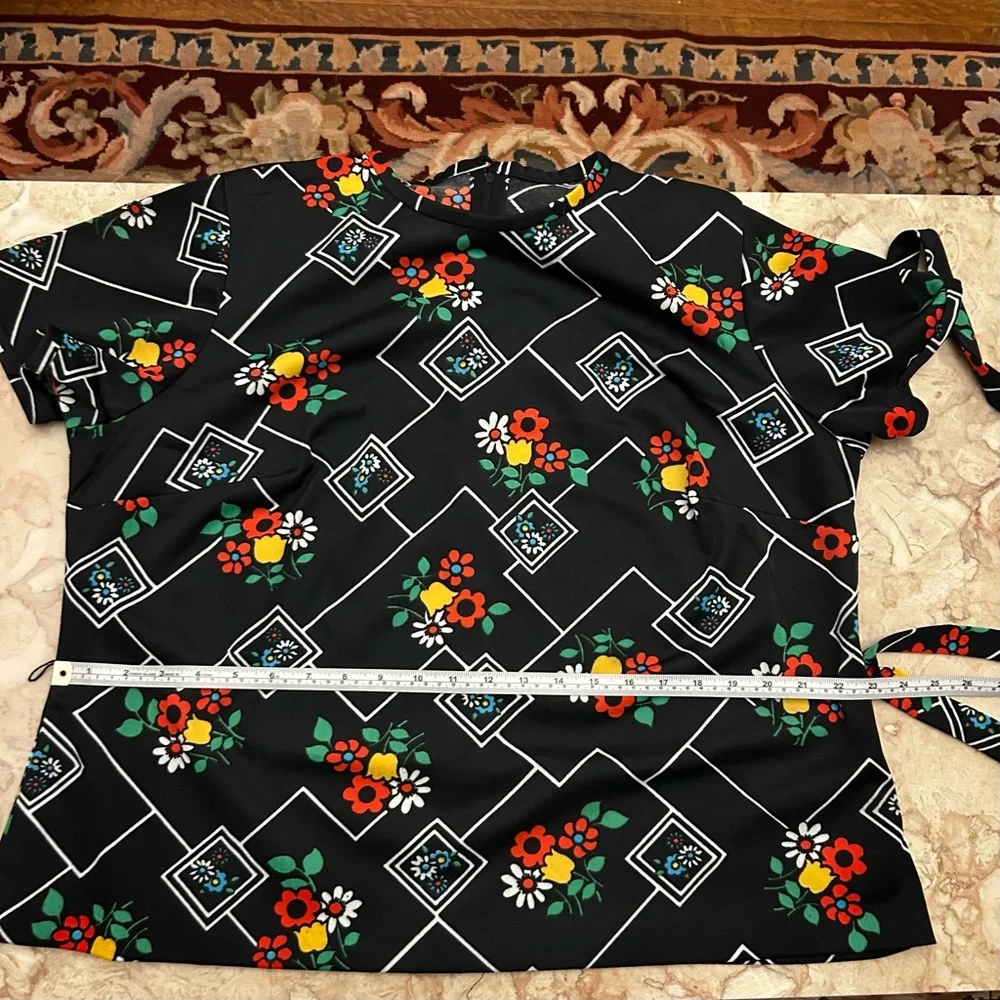 70s Vintage Sears Fashion Top Skirt Set Black